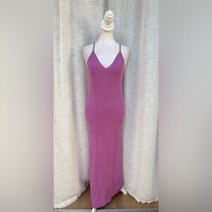 Freshman 1996 purple knit slip maxi dress